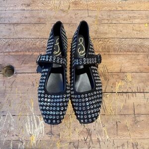 Sam Edelman Black Studded Mary Jane Shoes